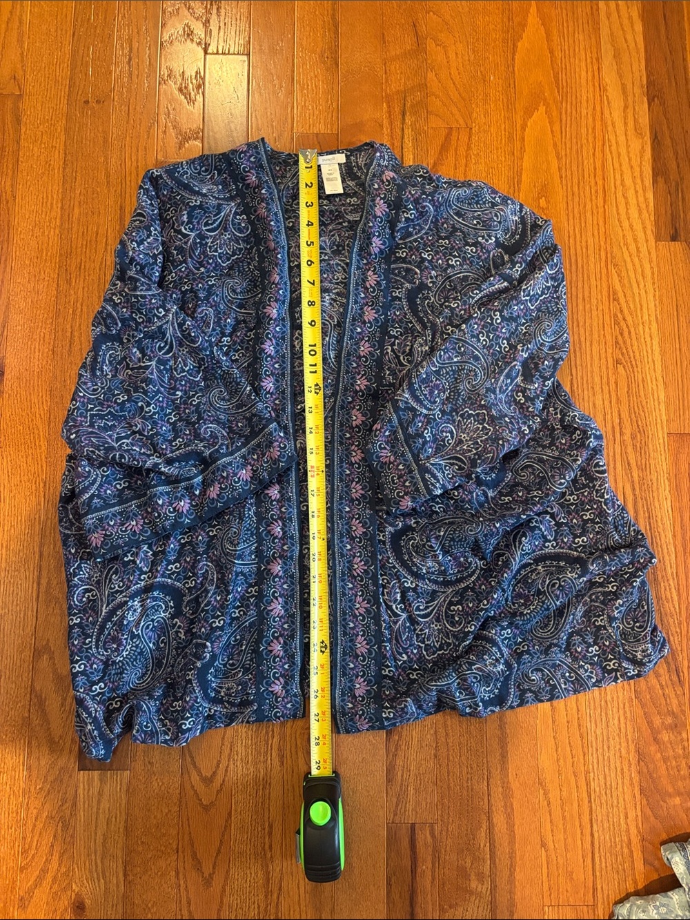 Lightweight Open-Front Cardigans in Navy Paisley & Pale Blue Floral - Size M-L - Picture 5 of 12